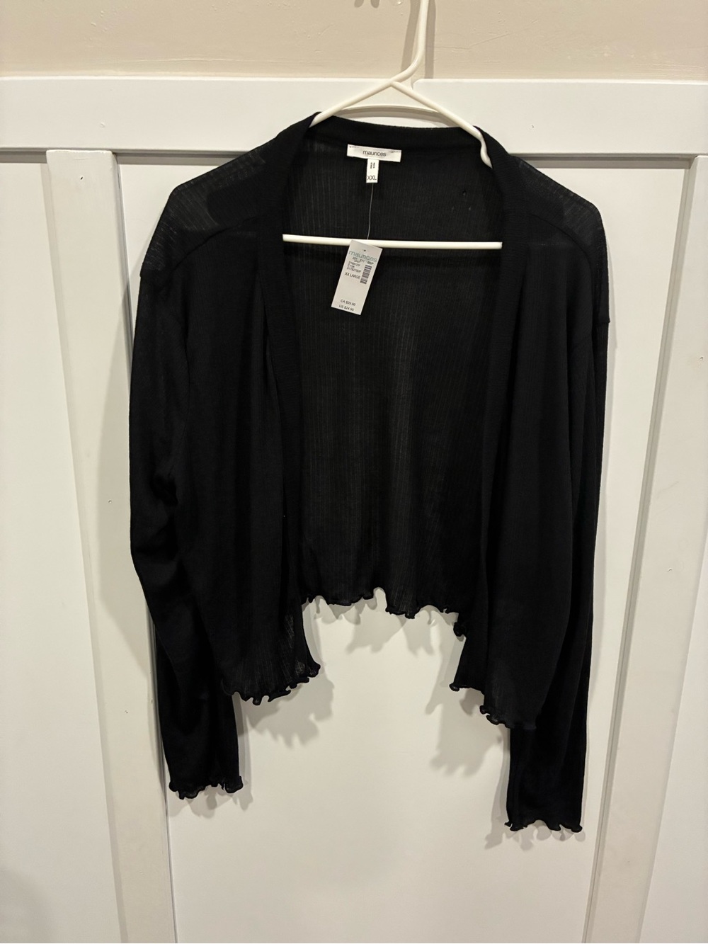 Maurices Black Open-Front Ruffle-Hem Women's Cardigan